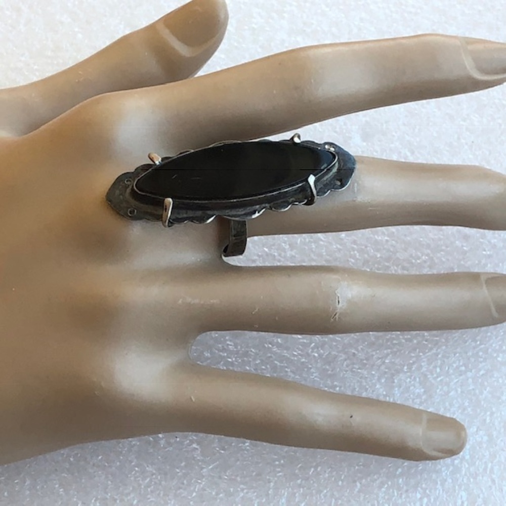 huge Sterling silver adjustable Agate? stone ring